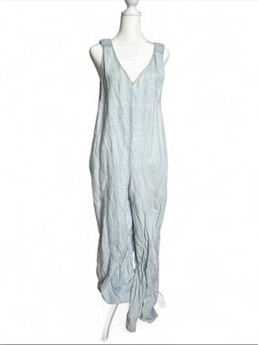 ZARA Linen Cotton Blend Denim Jumpsuit/Overalls